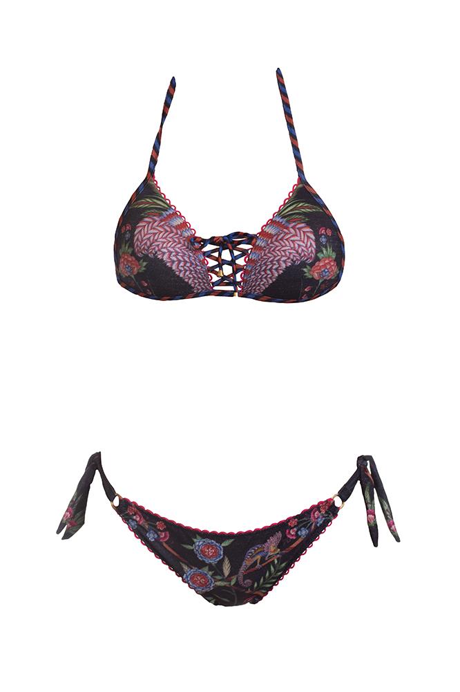 BIKINI Donna PIN UP TRIANGOLO   Nero