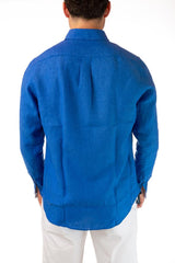 MAGLIA CAMICIA UOMO  AZZURRO CRL014 010883 854 HARMONT&BLAINE 