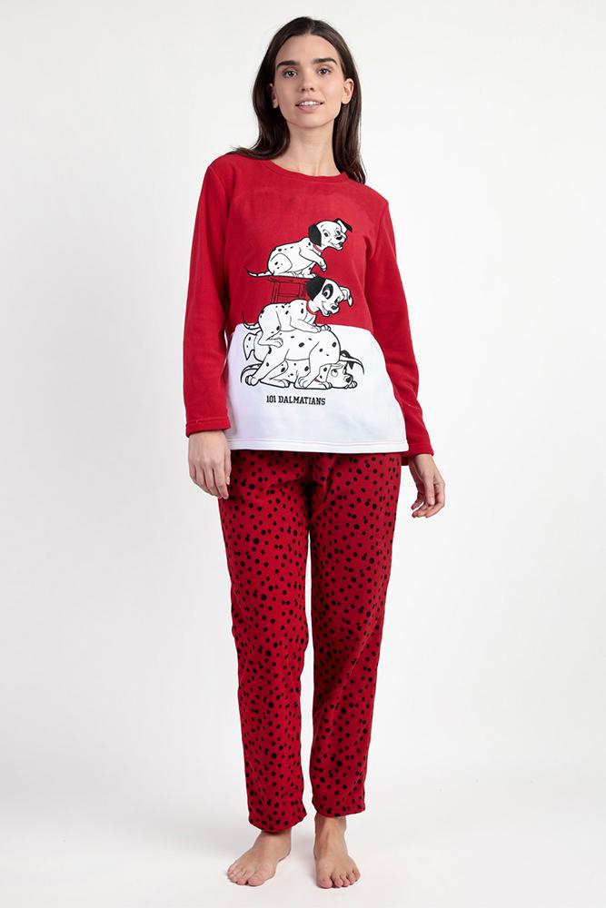 PIGIAMA DONNA ROSSO DISNEY 63671 MICROPOLAR DALMATIANS DISNEY 