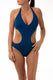 INTERO Donna BE BEACH TRIKINI  slip brasiliana Blu navy