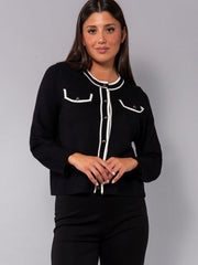 CARDIGAN CORTO DONNA MN51 NERO VERDISSIMA 