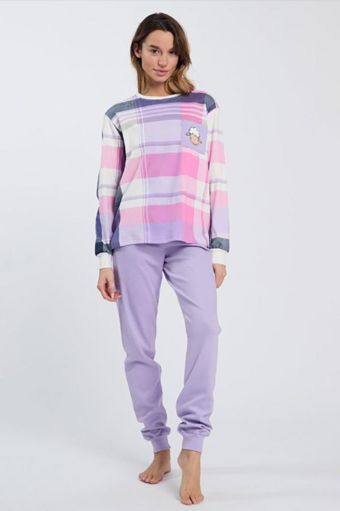 PIGIAMA DONNA LILLA 6735 BUONGIORNO HAPPY PEOPLE 