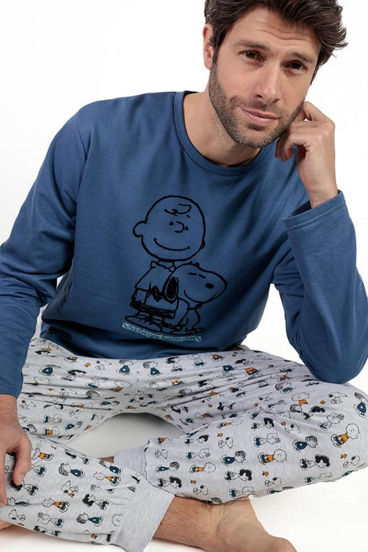 PIGIAMA UOMO BLU PEANUTS 63015 SNOOPY PEANUTS 