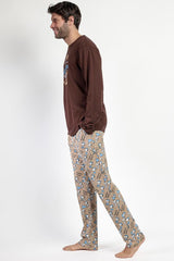 PIGIAMA UOMO CIOCCOLATO PEANUTS 63016 VARSITY PEANUTS 