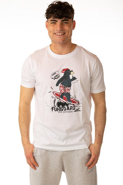 MAGLIA T-SHIRT UOMO  BIANCO BM249 BIANCO BEAR SURFBOARDS 