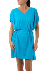 KAFTANO DONNA  CELESTE/BLU CLEO MEDITATION BE BEACH 