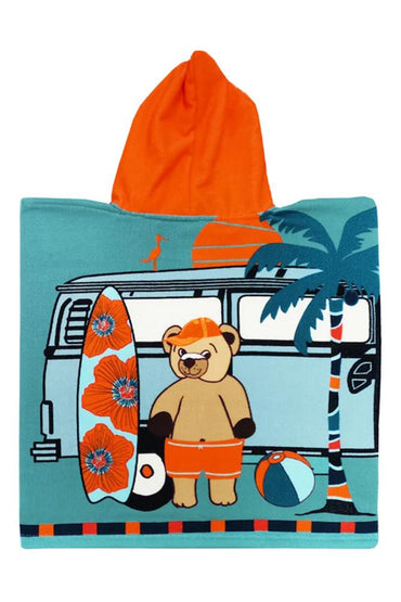 ACCAPPATOIO MICROFIBRA BAMBINO  PETROLIO PONCHO KIDS SURFISTA COMPTOIR DE LA PLAGE 