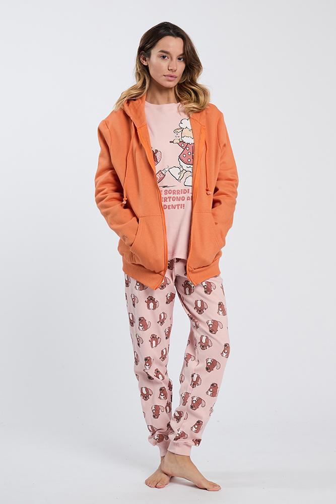 FELPA DONNA ARANCIONE 6742 ARANCIO HAPPY PEOPLE 