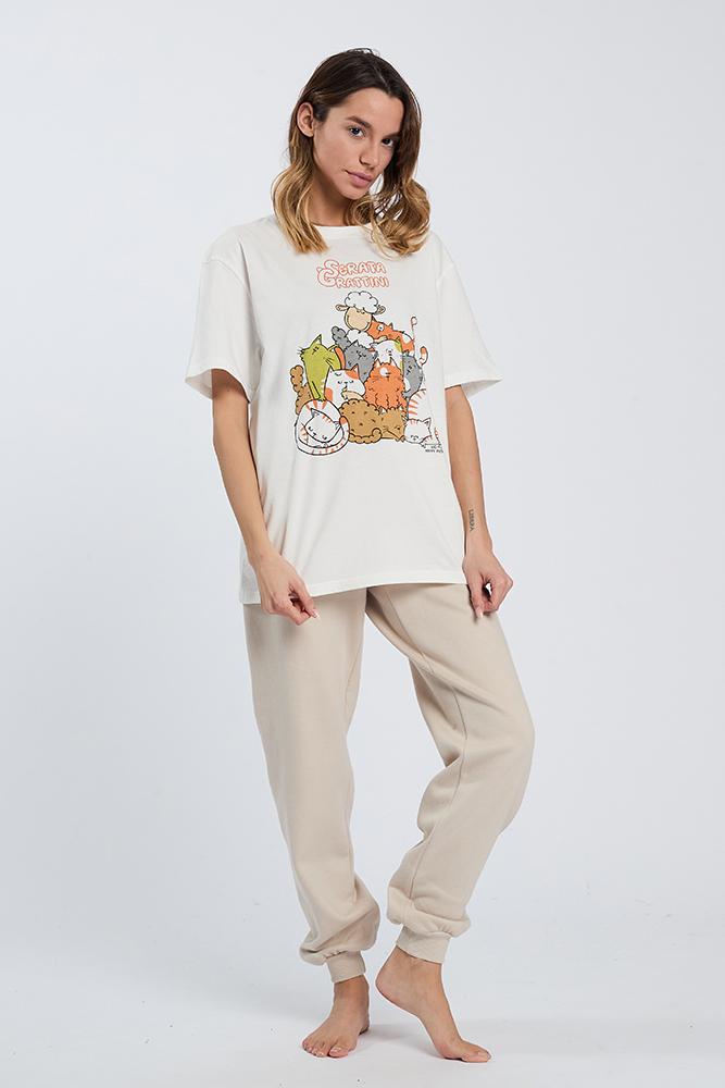 MAGLIA BIANCA DONNA 6771 GRATTINI HAPPY PEOPLE 