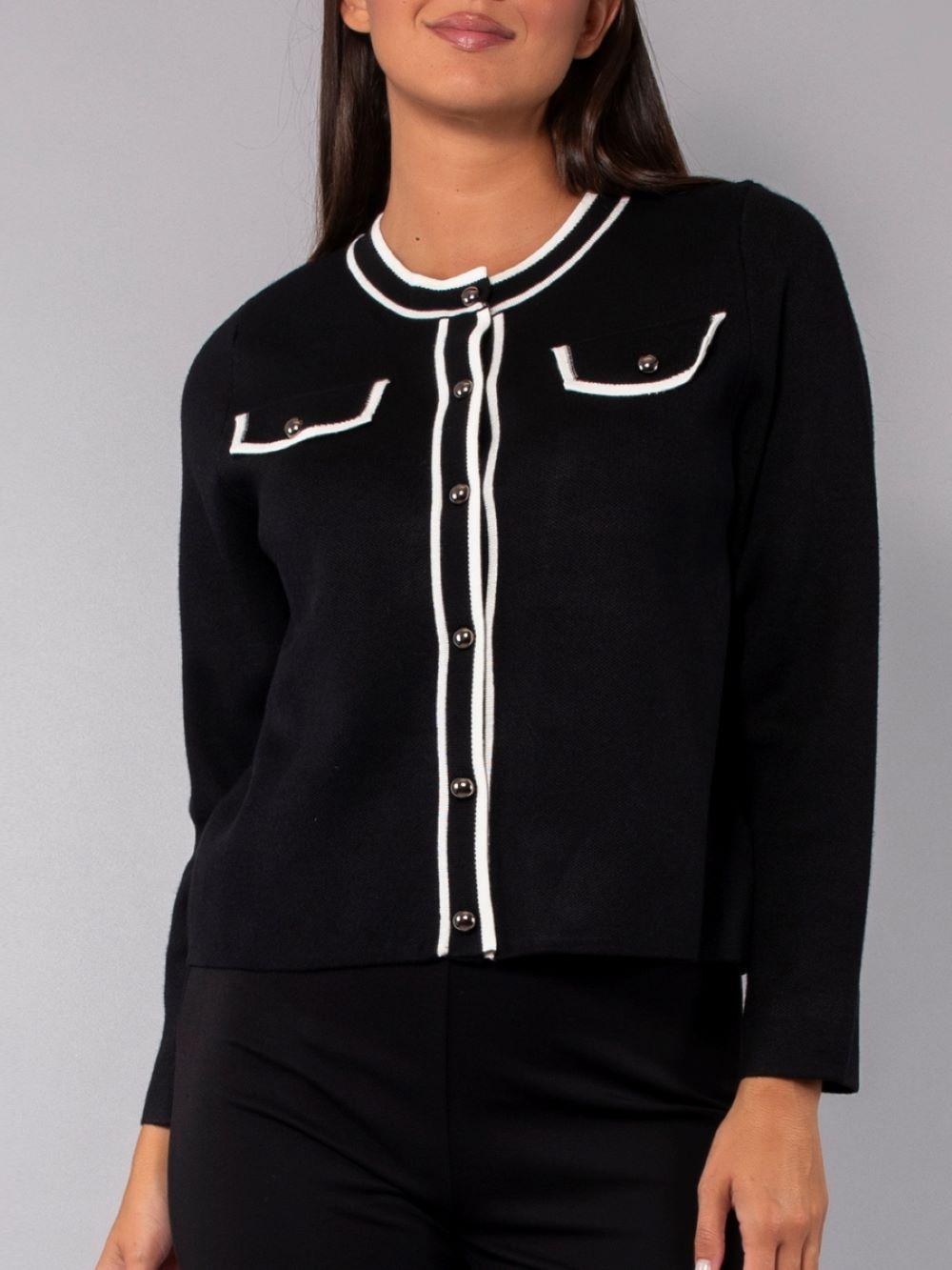 CARDIGAN CORTO DONNA MN51 NERO VERDISSIMA 