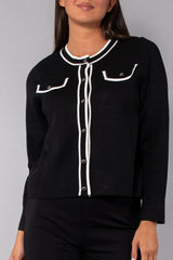 CARDIGAN CORTO DONNA MN51 NERO VERDISSIMA 