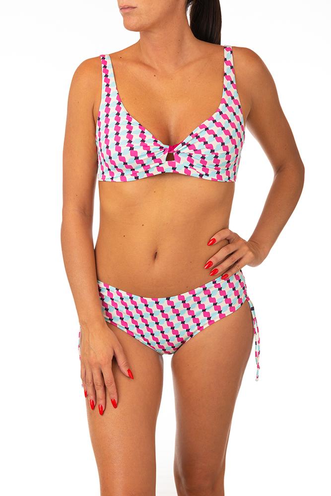 BIKINI FUNZIONALE COPPA C BIANCO/FUCSIA 7049 7053S 02 ROSA GRAZIA BEACH LOVE 