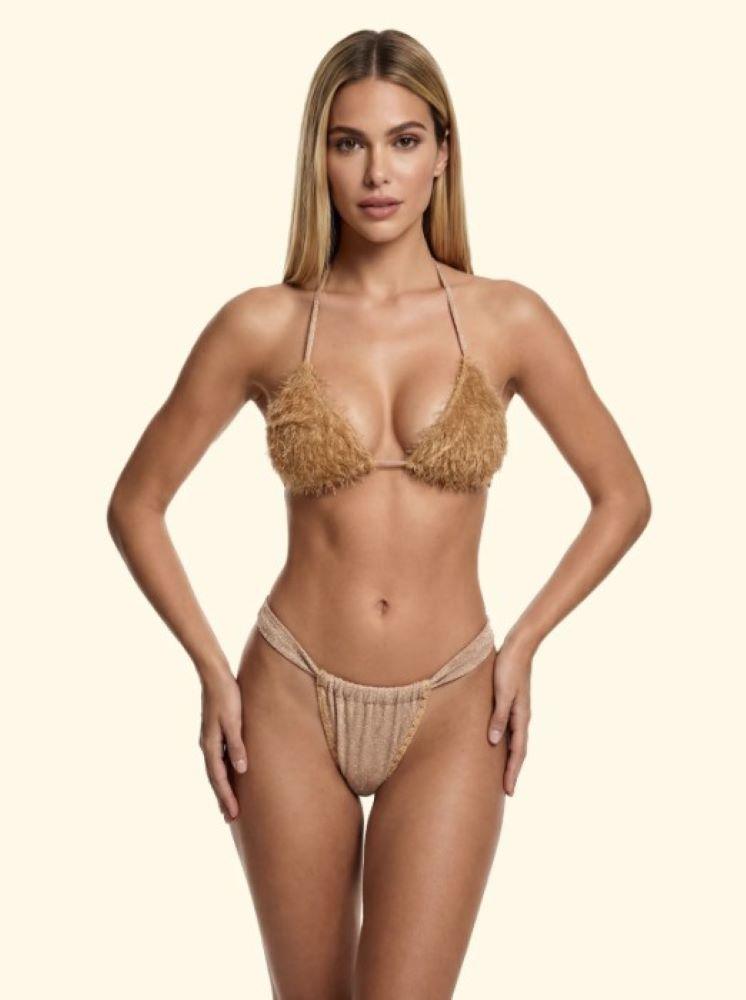 BIKINI Donna FXXK TRIANGOLO  slip brasilana a V Oro