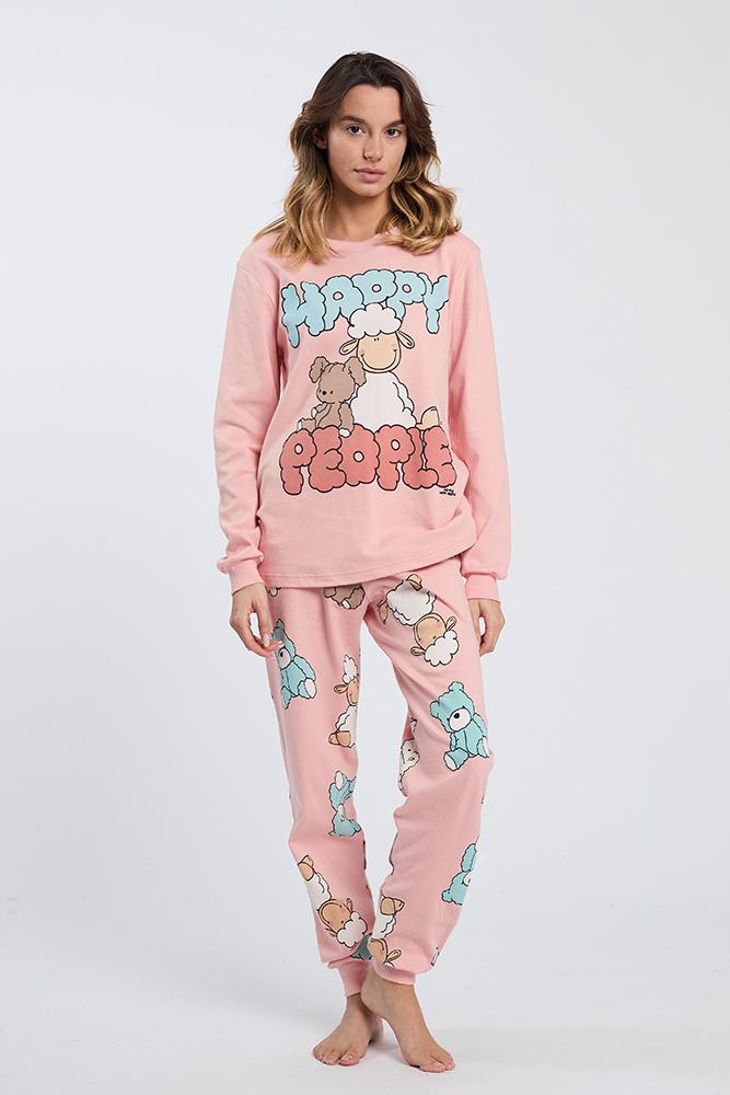 PIGIAMA DONNA ROSA 6691 BEAR HAPPY PEOPLE 