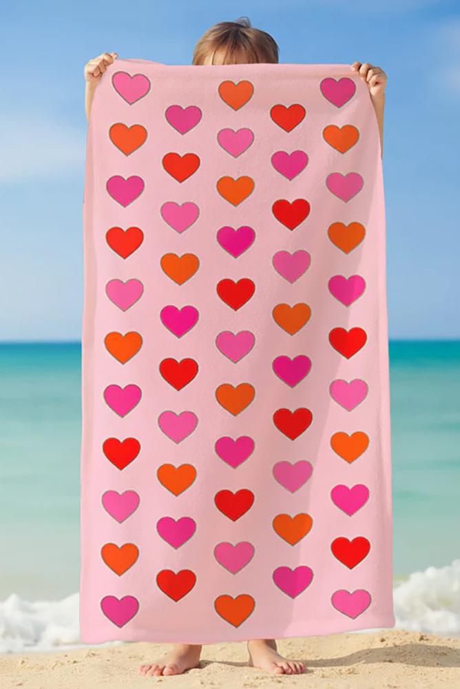 TELO MARE MICROFIBRA BAMBINO  ROSA DREAMY CCEURS COMPTOIR DE LA PLAGE 