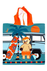 ACCAPPATOIO MICROFIBRA BAMBINO  PETROLIO PONCHO KIDS SURFISTA COMPTOIR DE LA PLAGE 