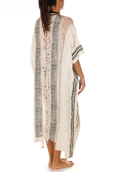 KAFTANO DONNA  BEIGE BIANCO KI566 BLACK PAHIESA 