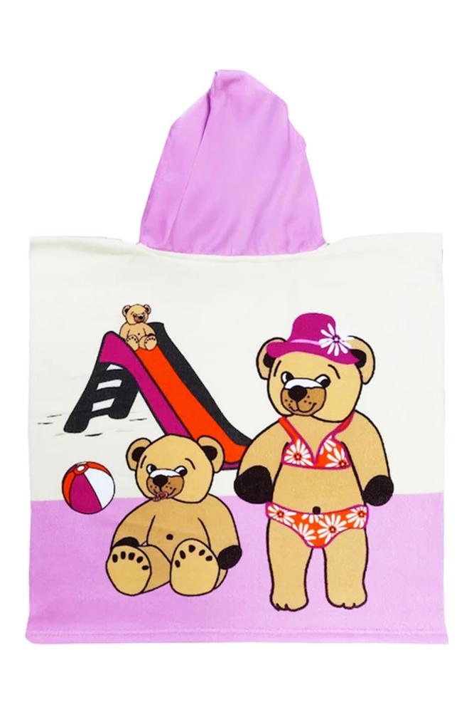 ACCAPPATOIO MICROFIBRA BAMBINO  ROSA PONCHO KIDS NOUNOURS COMPTOIR DE LA PLAGE 