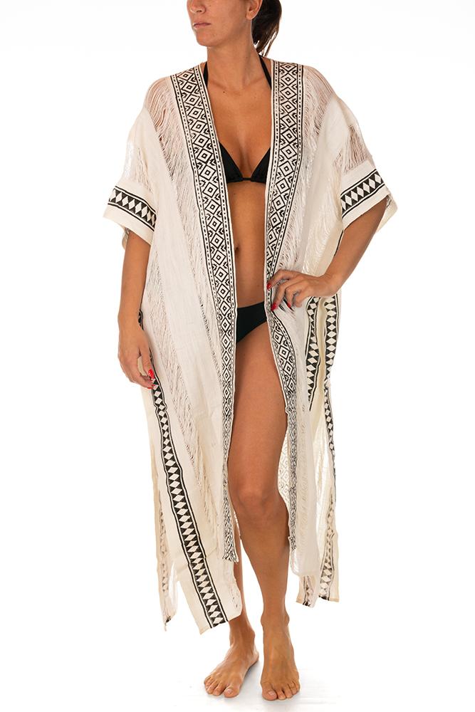 KAFTANO DONNA  BEIGE BIANCO