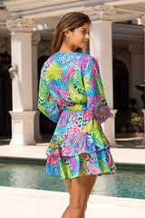 ABITO DONNA  AZZURRO L23 G88 MULTICOLOR LULI FAMA 