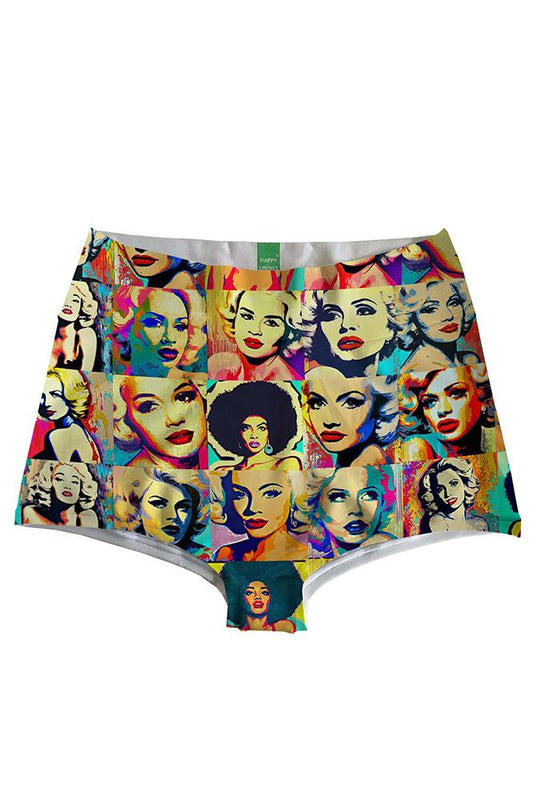 MIX SLIP DONNA  AZZURRO HIGH WAIST WOMAN FACE HAPPY UNDIES 