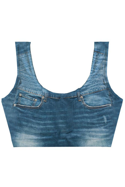 MIX REGGISENO BRASSIERE DONNA  BLU CROP TOP BLUE JEANS HAPPY UNDIES 