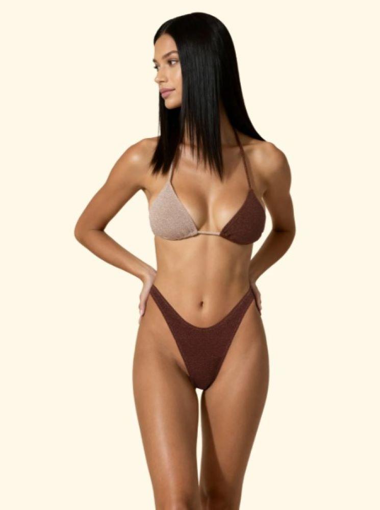 BIKINI Donna FXXK TRIANGOLO  slip brasilana a V Marrone