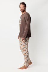 PIGIAMA UOMO CIOCCOLATO PEANUTS 63906 LOVE DINNER PEANUTS 