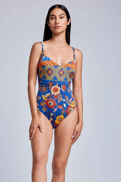 INTERO CON FERRETTO DONNA  BLU VI24-023 MULTICOLOR VACANZE ITALIANE 