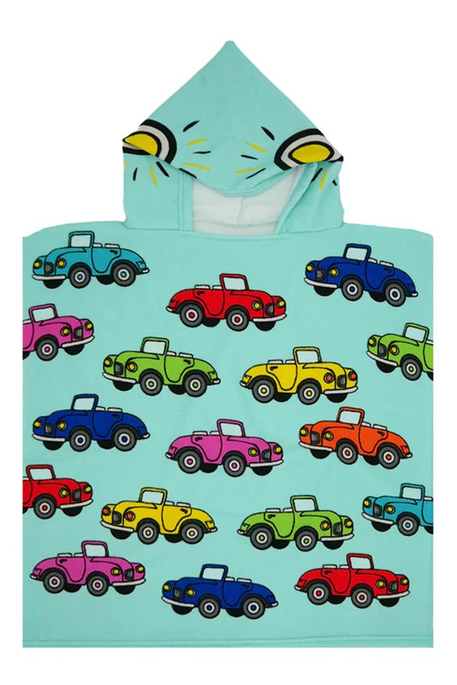 ACCAPPATOIO MICROFIBRA BAMBINO  CELESTE PONCHODREAMY CARS COMPTOIR DE LA PLAGE 
