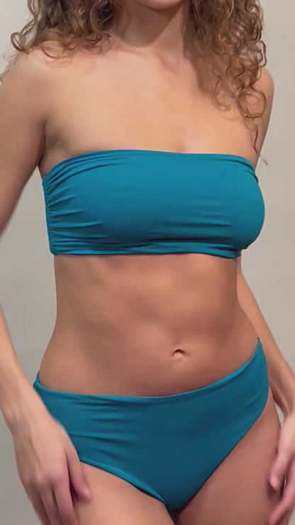 BIKINI Donna FISICO FASCIA  slip coprente Laguna/cacao