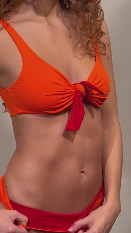 BIKINI Donna FISICO BRASSIERE  slip coprente Rosso/mandarino