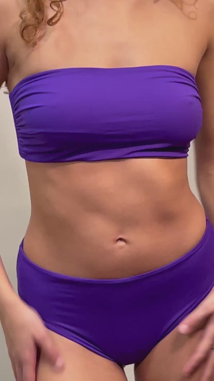 BIKINI Donna FISICO FASCIA  slip coprente Viola/cacao