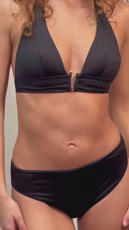 BIKINI Donna FISICO BRASSIERE  slip coprente Nero