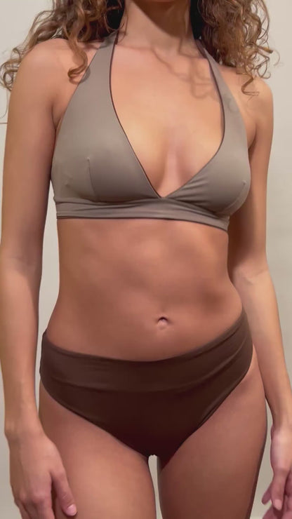 BIKINI Donna FISICO BRASSIERE  slip coprente Caffe/sabbia