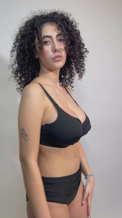 BIKINI Donna BERNE' MABEL FERRETTO Coppa E slip Alto Nero