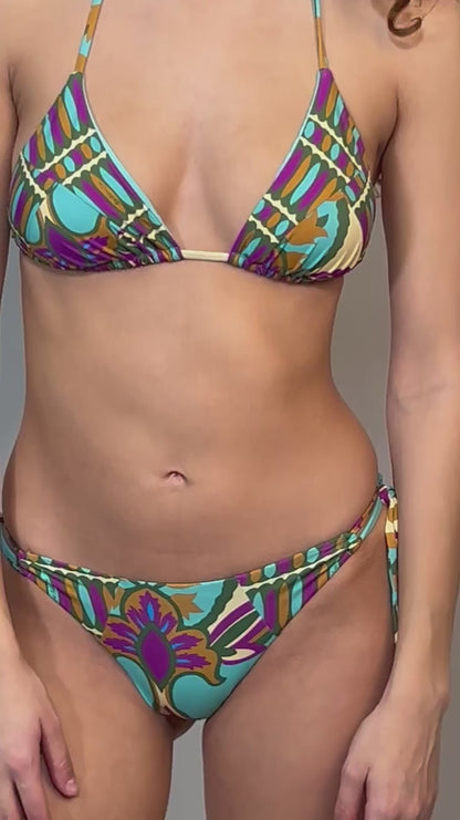 BIKINI Donna MISS BIKINI TRIANGOLO  slip brasiliana con lacci Azzurro