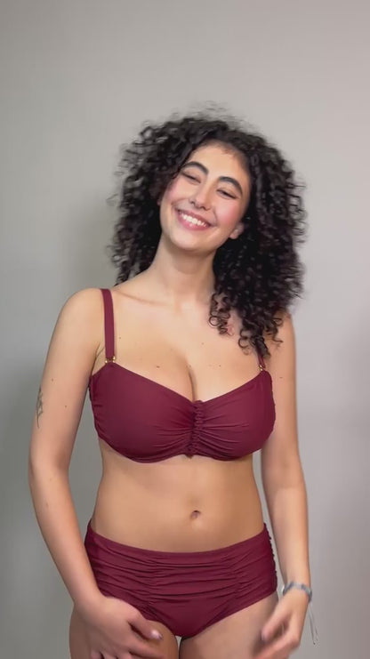 BIKINI Donna BERNE' MABEL FASCIA Coppa DD slip Alto Marrone