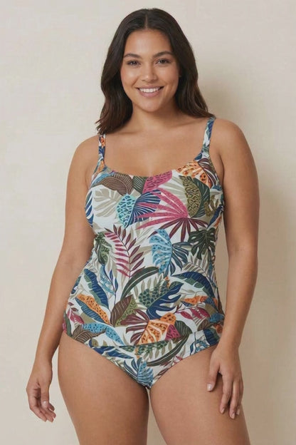 INTERO Donna OLYMARE TANKINI Coppa C slip coprente Bianco/blu/bordeau